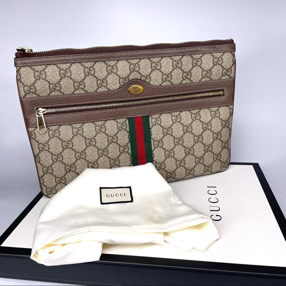 🔴SOLD🔴GUCCI GG Supreme Monogram Large Ophidia Pouch Clutch. - Picture 5 of 17